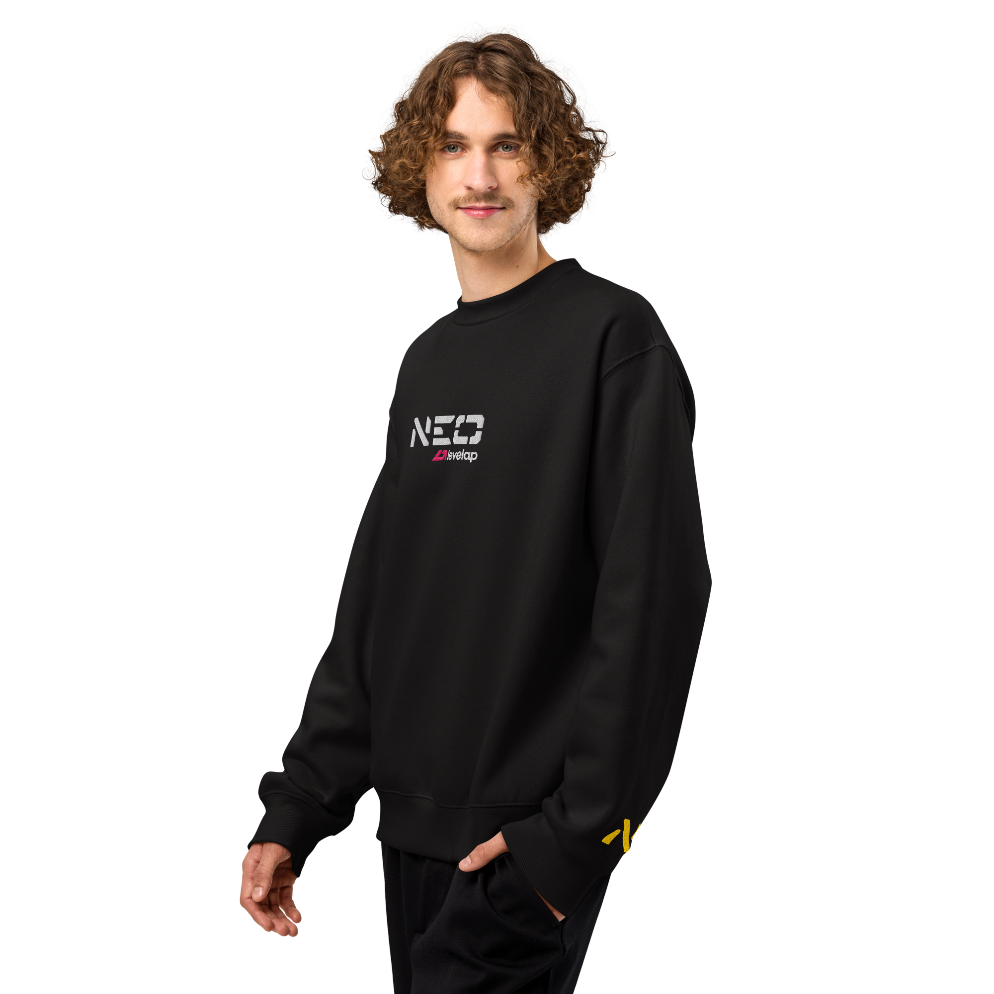 Sudadera oversize negra lateral izquierdo
