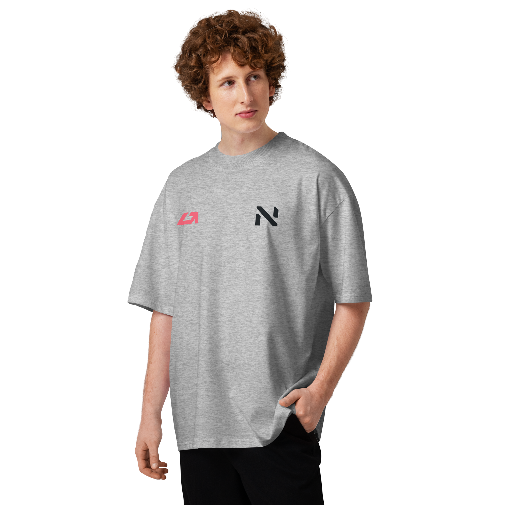 T-shirt oversize heather grey frontal